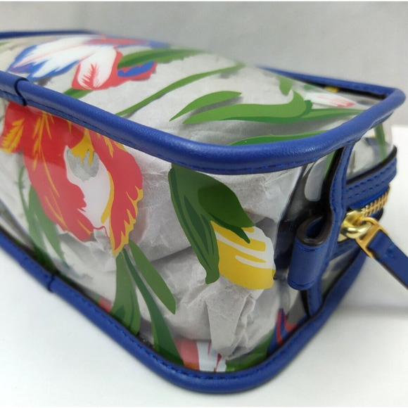 Tory Burch Clear Plastic Multicolor Flower Zipper Closure Cosmetic Pouch Wallet - Picture 11 of 13